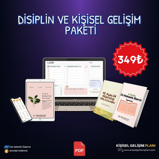 30 Günlük Disiplin ve Kişisel Gelişim Planlayıcısı (76 Sayfa) + 3 adet E-Kitap (Hediye)
